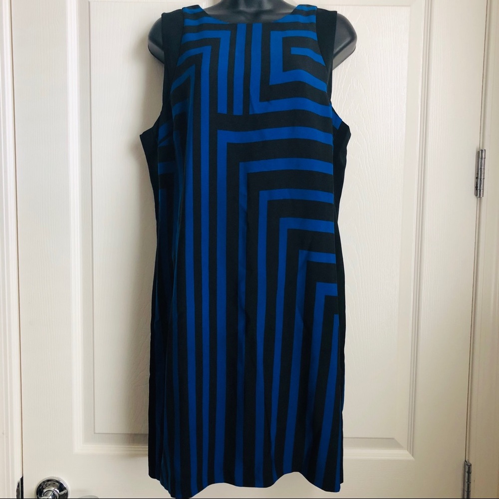 Blue and Black Striped Geometric Pattern Mossimo Dress Size Large